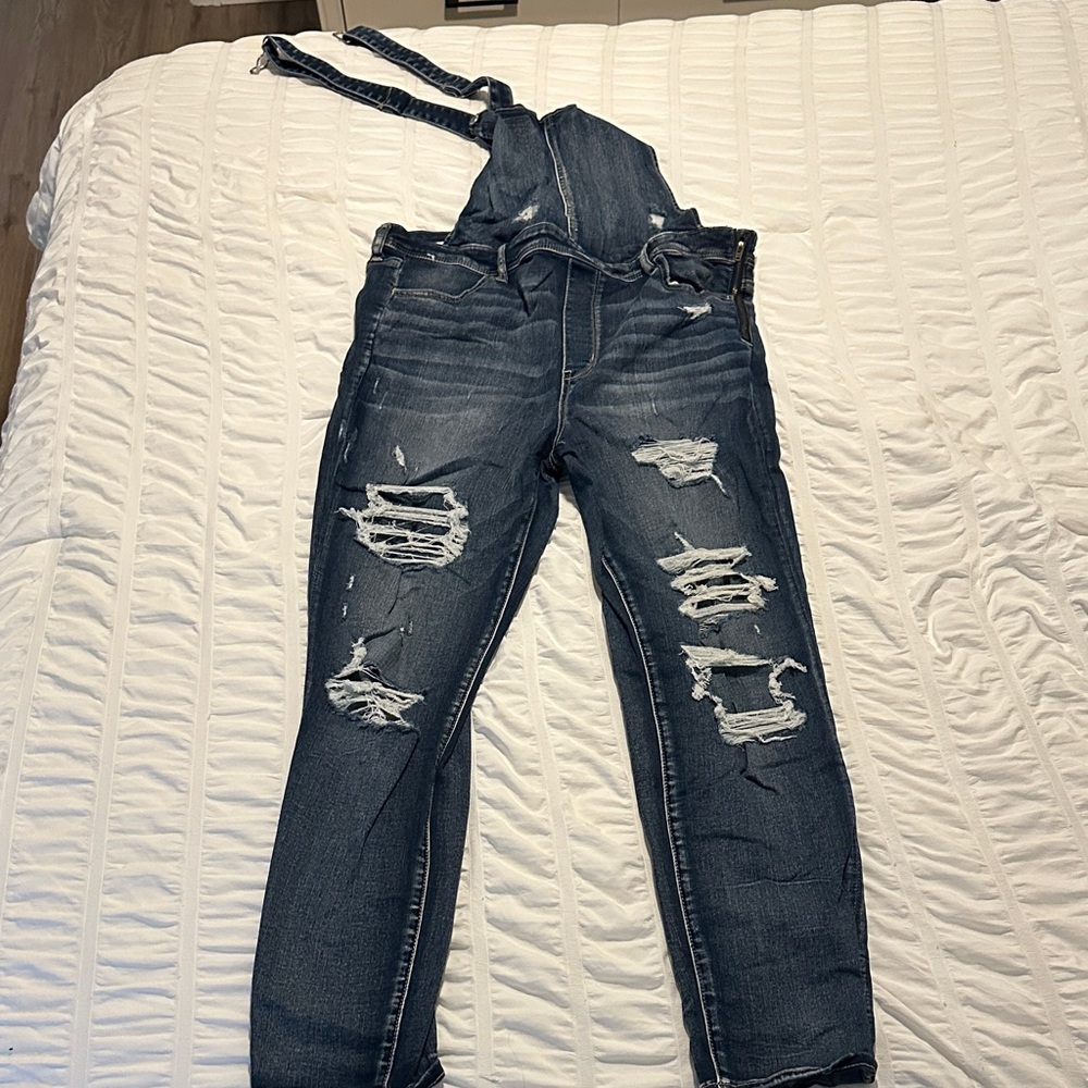 American Eagle Outfitters Dark Blue Women Denim Overalls